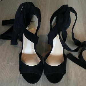 Black lace up heels
